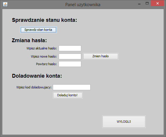 Panel użytkownika.